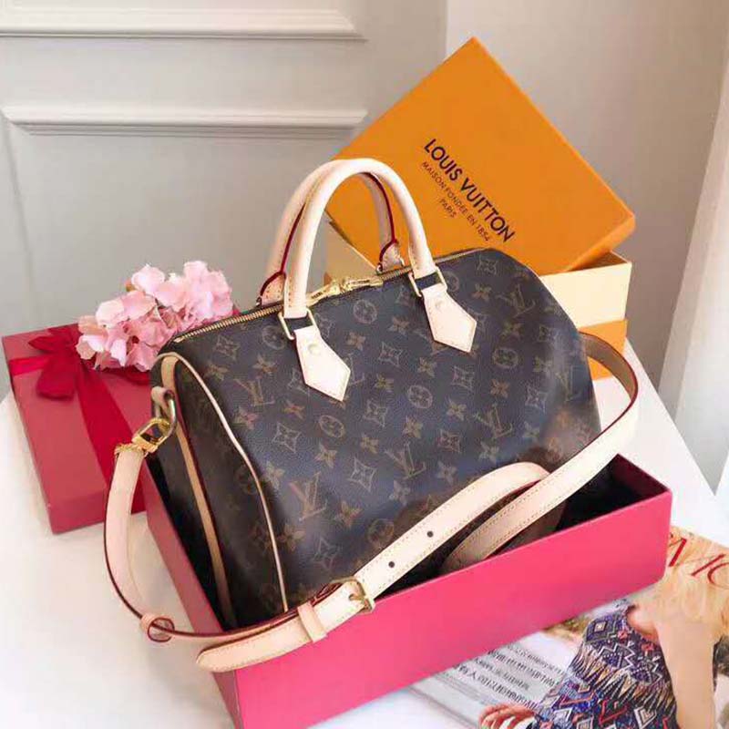 Louis Vuitton LV Women Speedy Bandoulière 30 in Signature Monogram Canvas-Brown