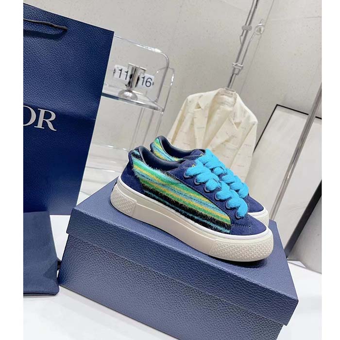 Dior Unisex CD Dior Tears B33 Sneaker Blue Multicolor Mohair Navy Blue Suede