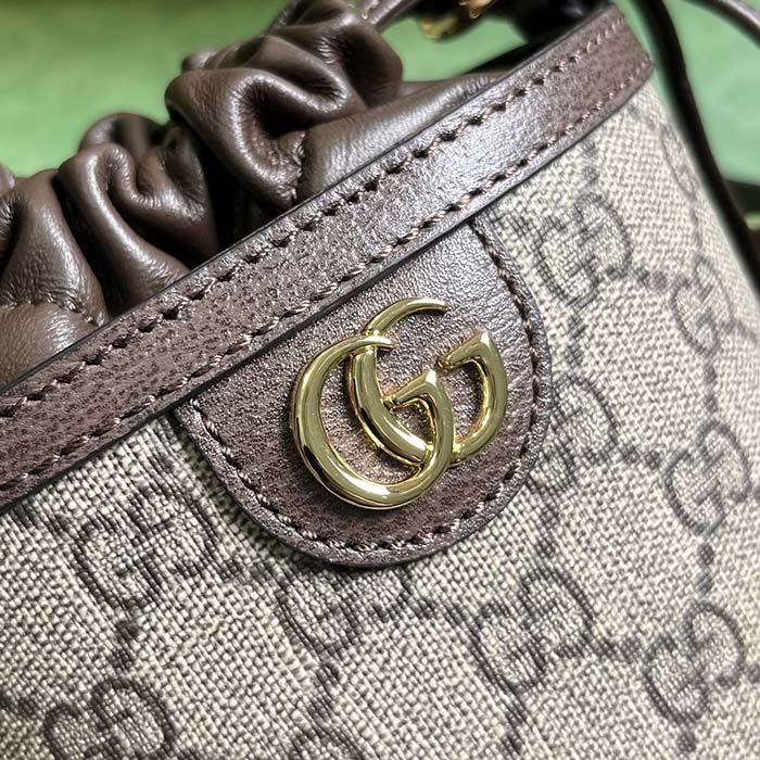 Gucci GG Unisex Ophidia Mini Bucket Bag Beige Ebony GG Supreme Double G