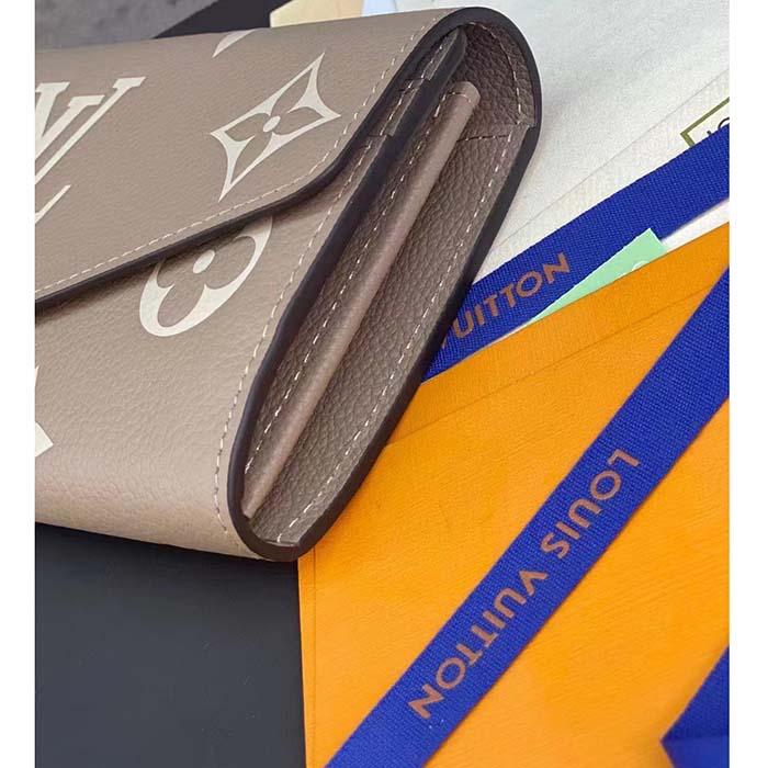 Louis Vuitton LV Unisex Sarah Wallet Cream Monogram Empreinte Embossed Supple Grained Cowhide Leather