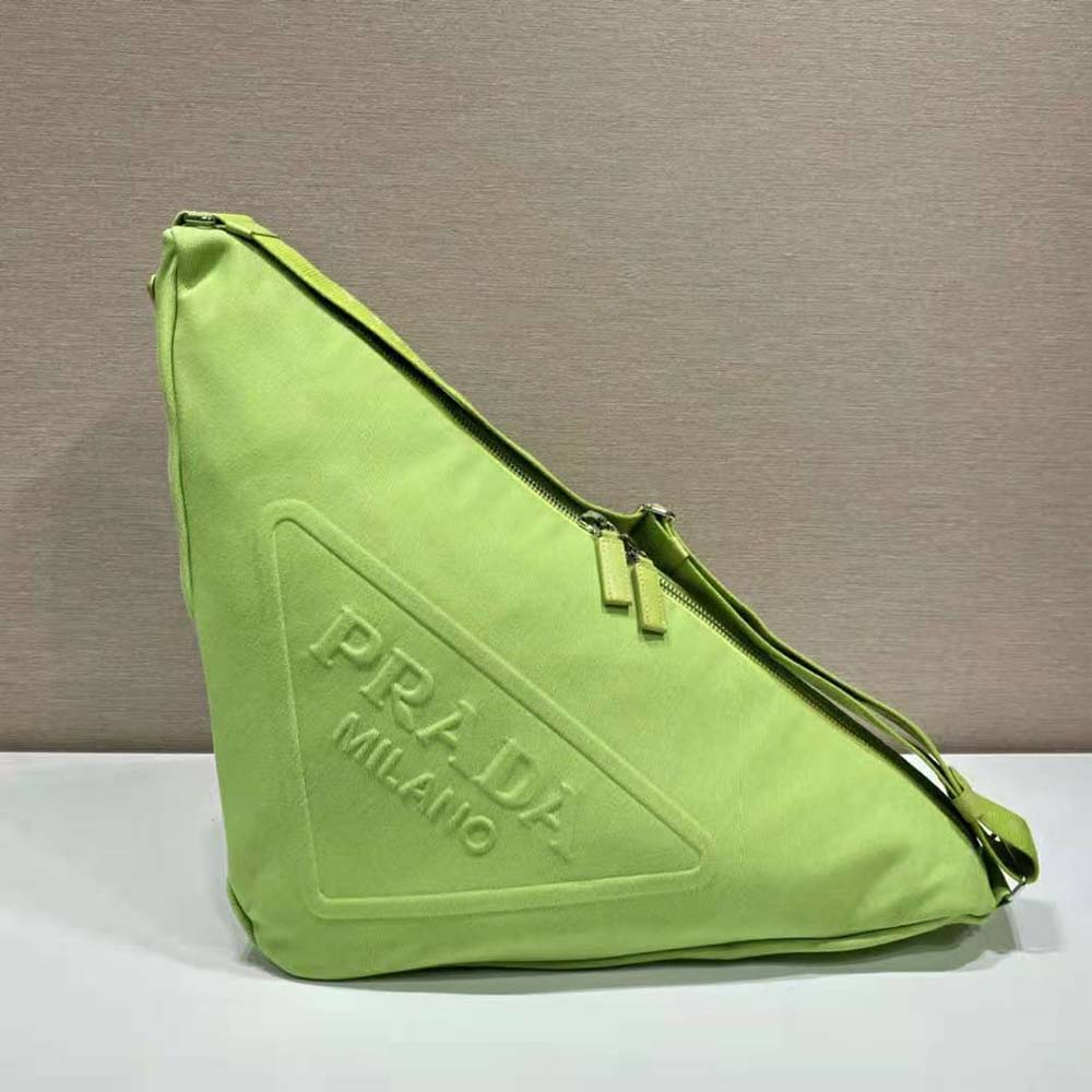 Prada Women Canvas Prada Triangle Bag-Lime