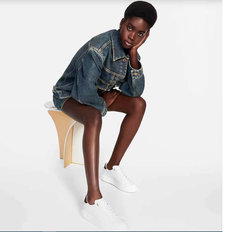 Louis Vuitton LV Unisex Time Out Sneaker White Monogram Debossed Calf Leather