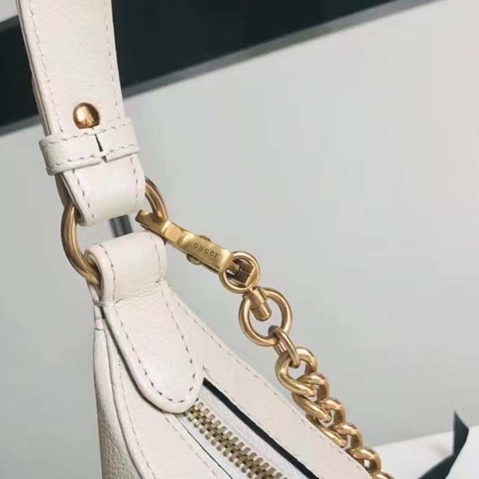 Gucci Women GG Aphrodite Small Shoulder Bag White Soft Leather Double G