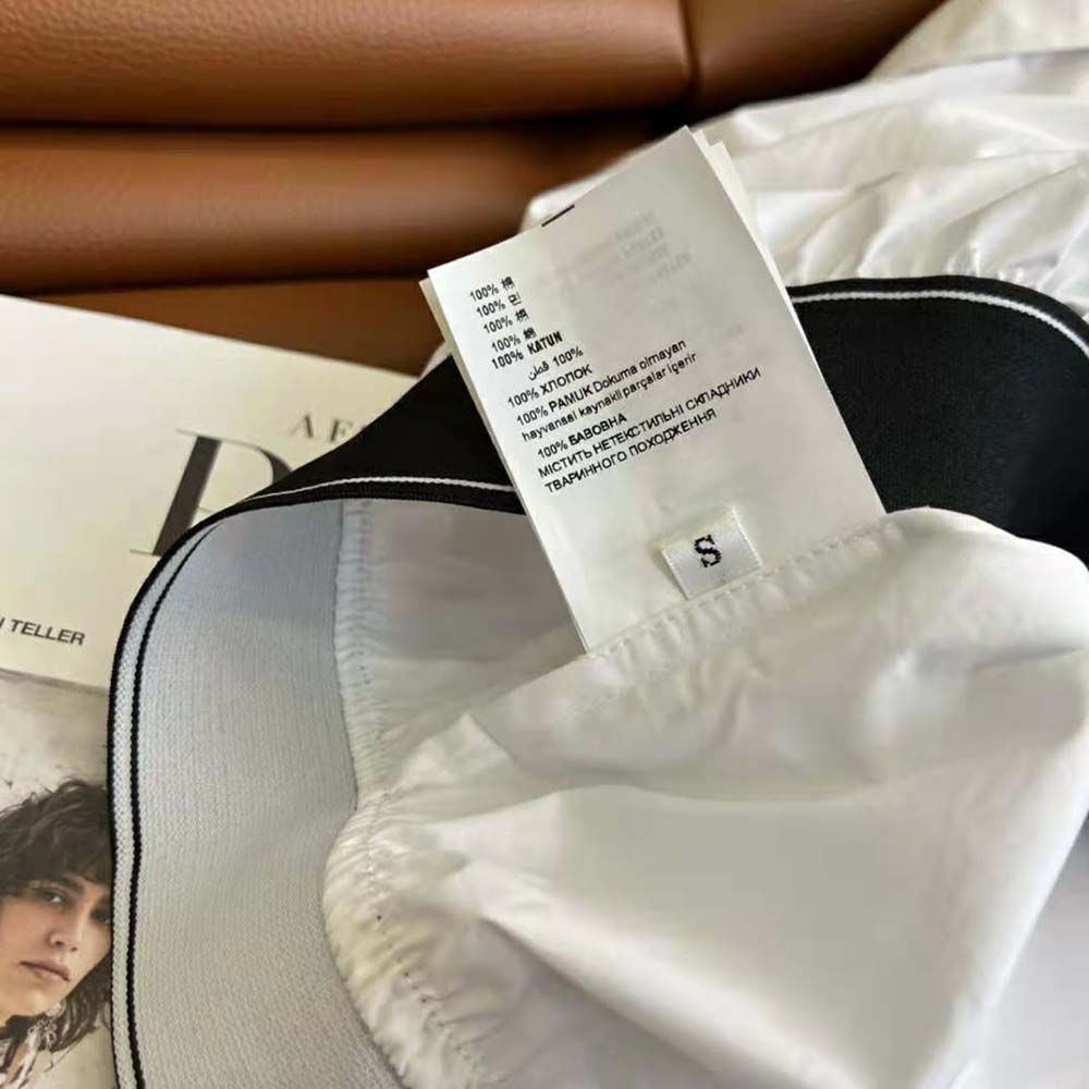 Prada Women Stretch Poplin Shirt with a Hybrid Design Reinvents