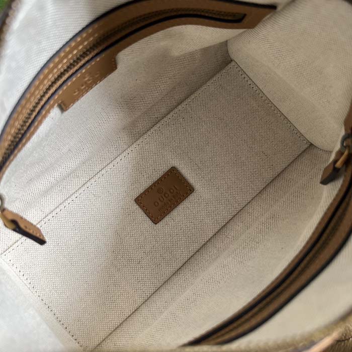 Gucci Unisex GG Mini Top Handle Bag Double G Light Brown Smooth Leather