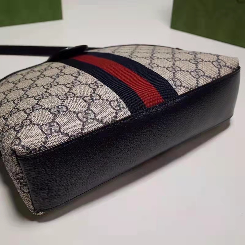 Gucci Unisex Ophidia Small GG Shoulder Bag Beige Blue GG Supreme Canvas