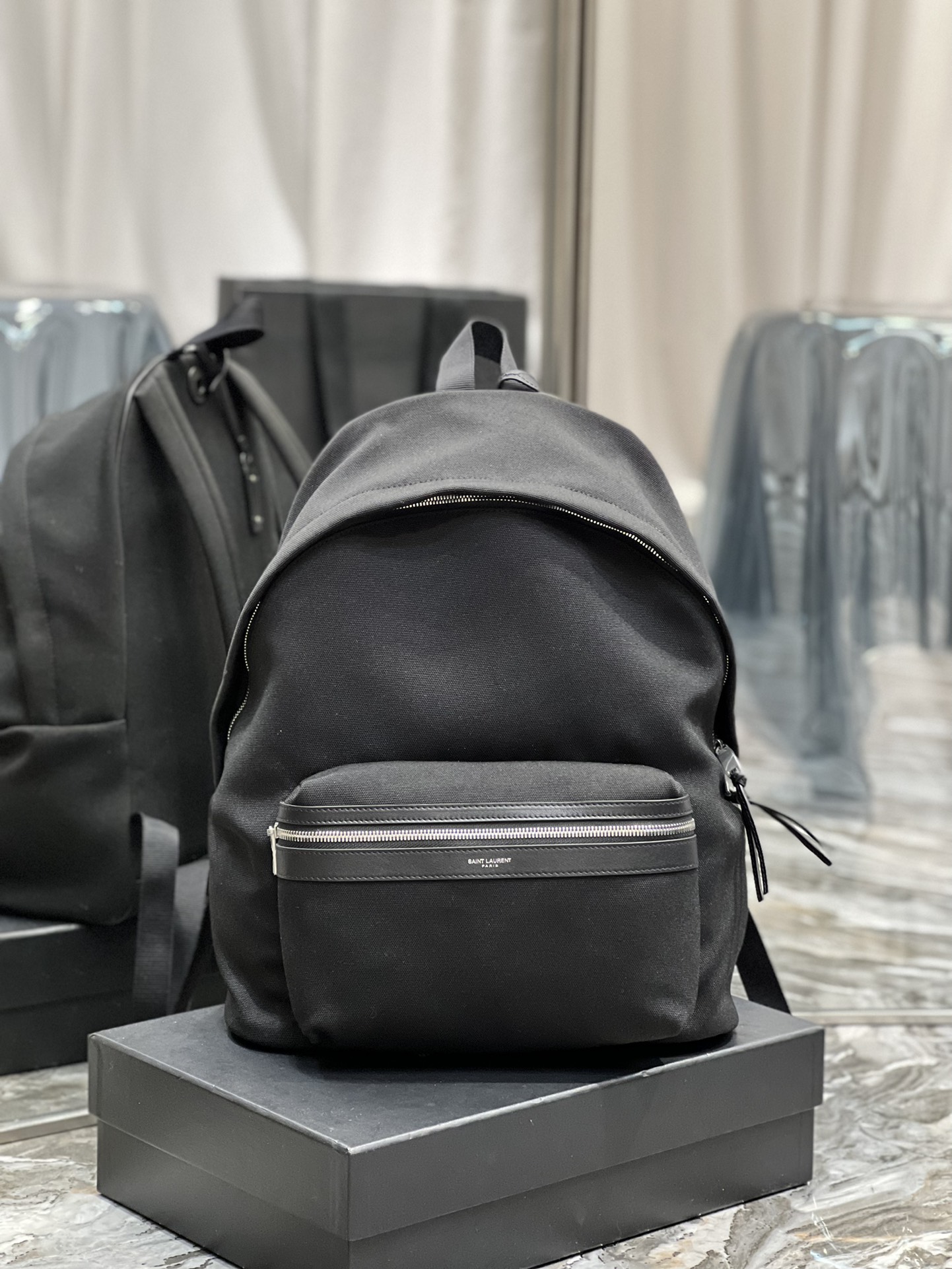 Saint Laurent City Backpack In Canvas Unisex For Women 0425020818