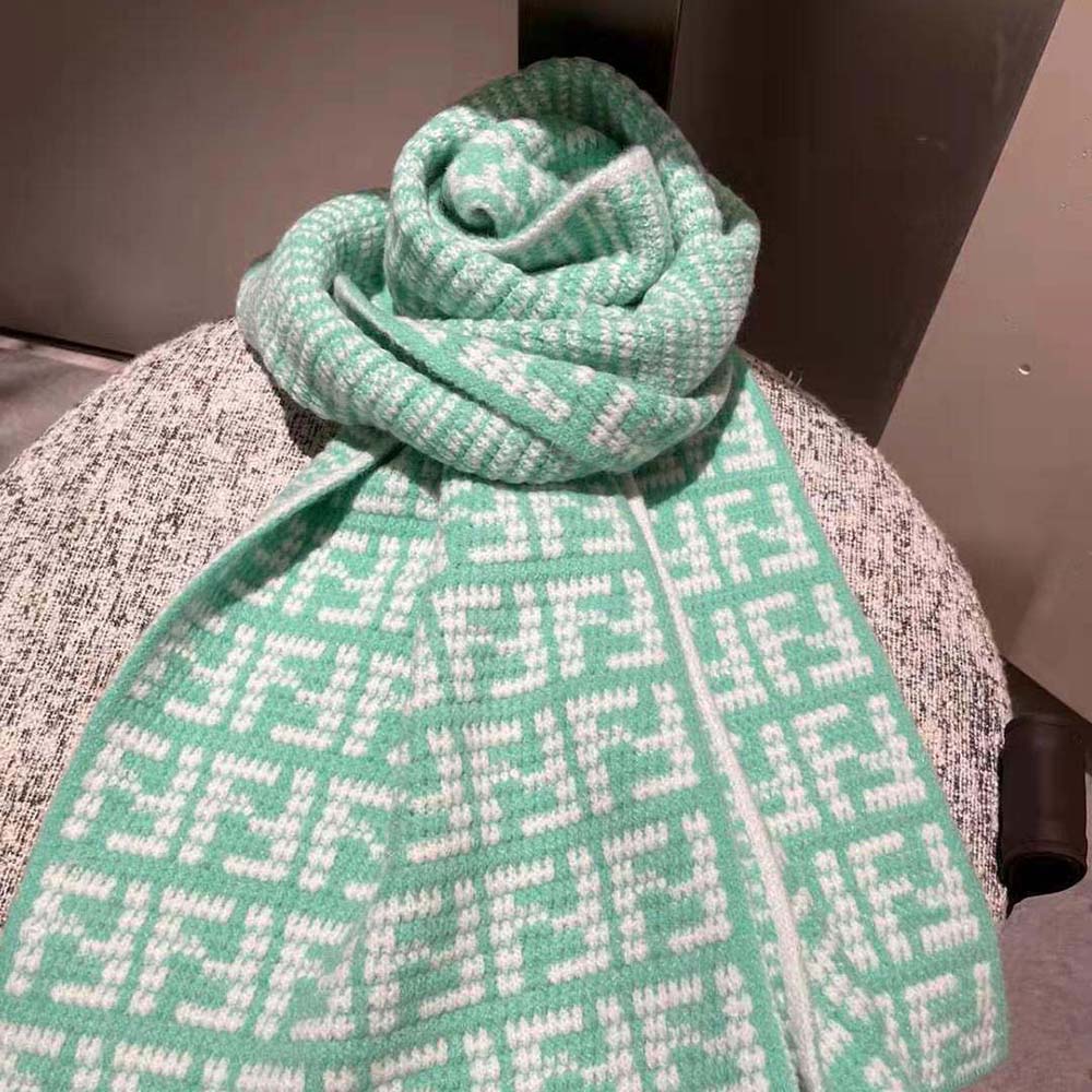 Fendi Women FF Scarf Mint Green Cashmere Scarf