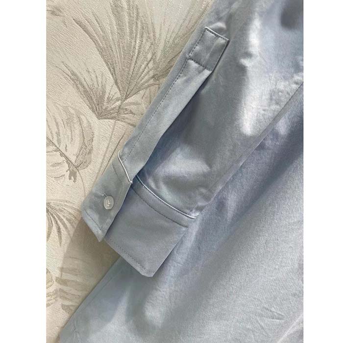 Louis Vuitton LV Women Zipper Waist Shirt Dress Coton Ice Blue Regular Fit