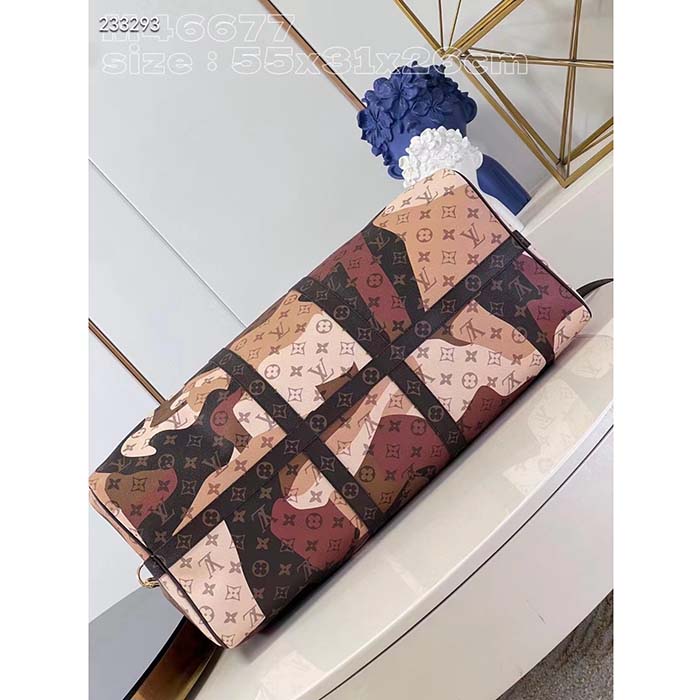 Louis Vuitton LV Unisex Keepall Bandoulière 45 Brown Monogram Coated Canvas Cowhide Leather
