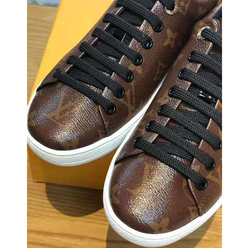 Louis Vuitton LV Women Frontrow Sneaker in Patent Monogram Canvas-Brown
