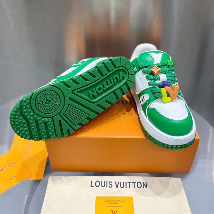 Louis Vuitton Unisex LV Trainer Maxi Sneaker Green Mix of Materials Rubber