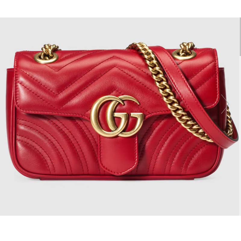Gucci GG Women GG Marmont Matelassé Mini Bag Red Double G