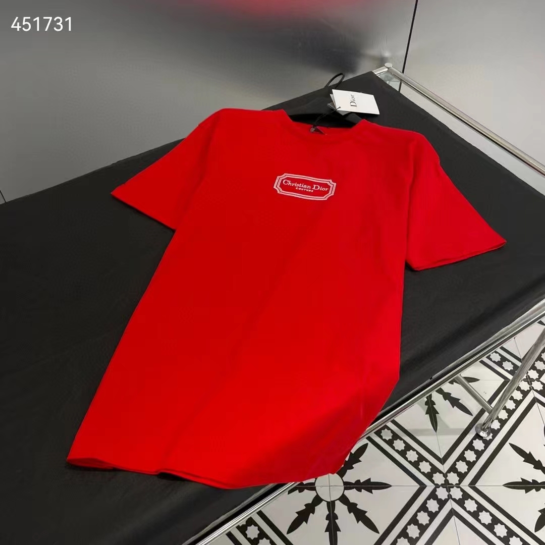 Dior Men CD Christian Dior Couture Relaxed-Fit T-Shirt Red Organic Cotton Jersey Reference 413J696C0554_C380
