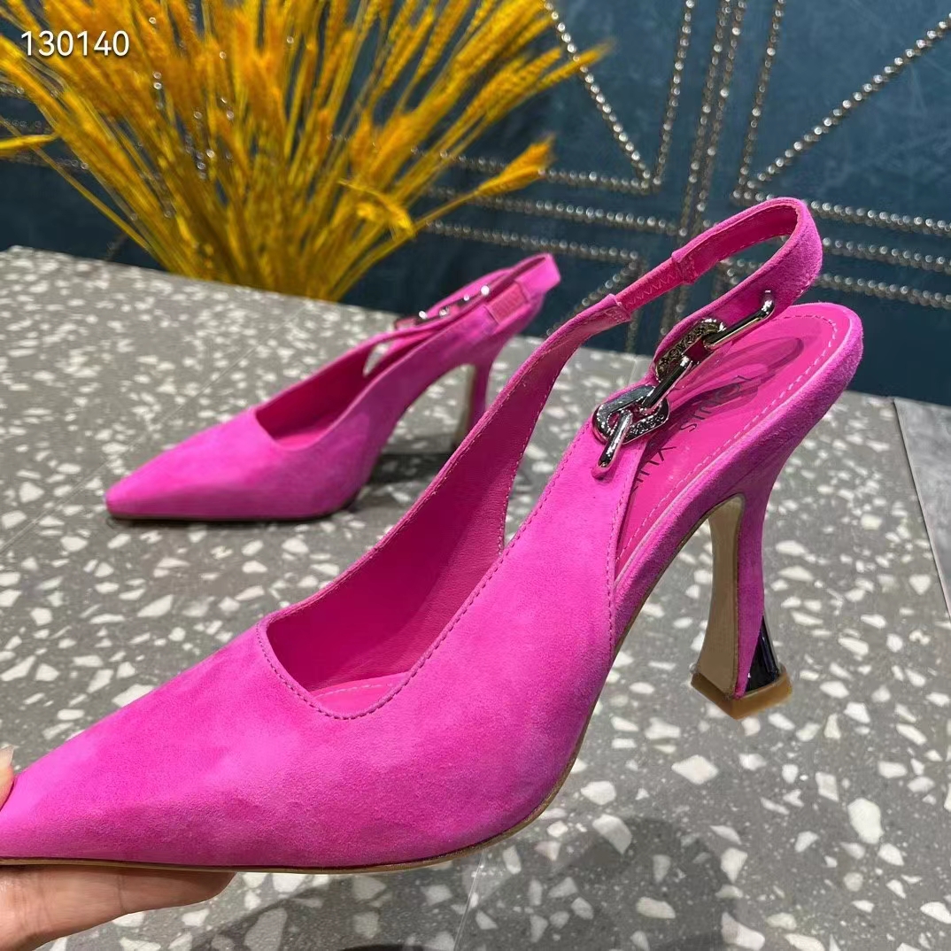 Louis Vuitton LV Women Sparkle Slingback Fuchsia Suede Baby Goat Leather 9.5 Cm Heel