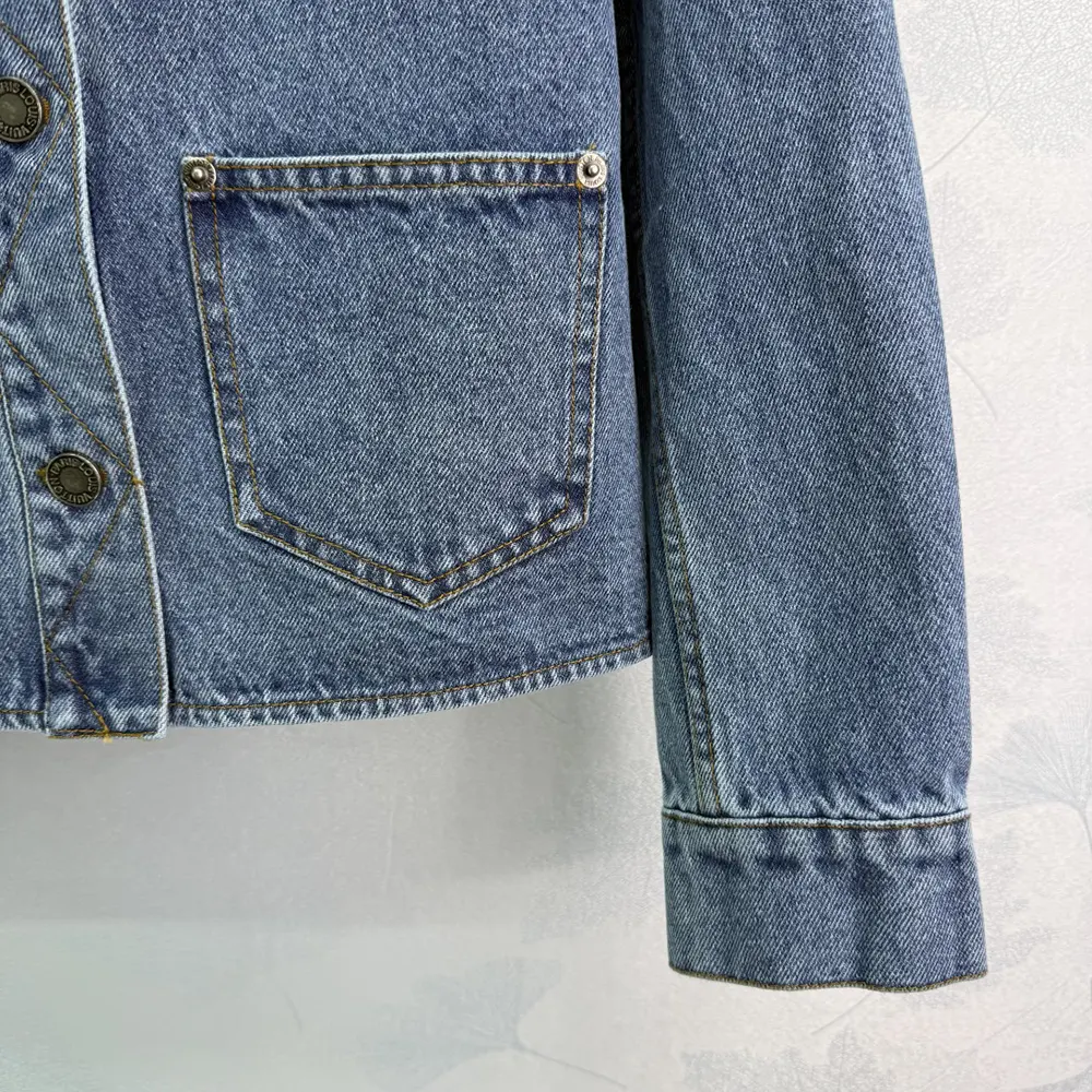 Louis Vuitton Women Denim Fitted Jacket-Blue 1AHHS5