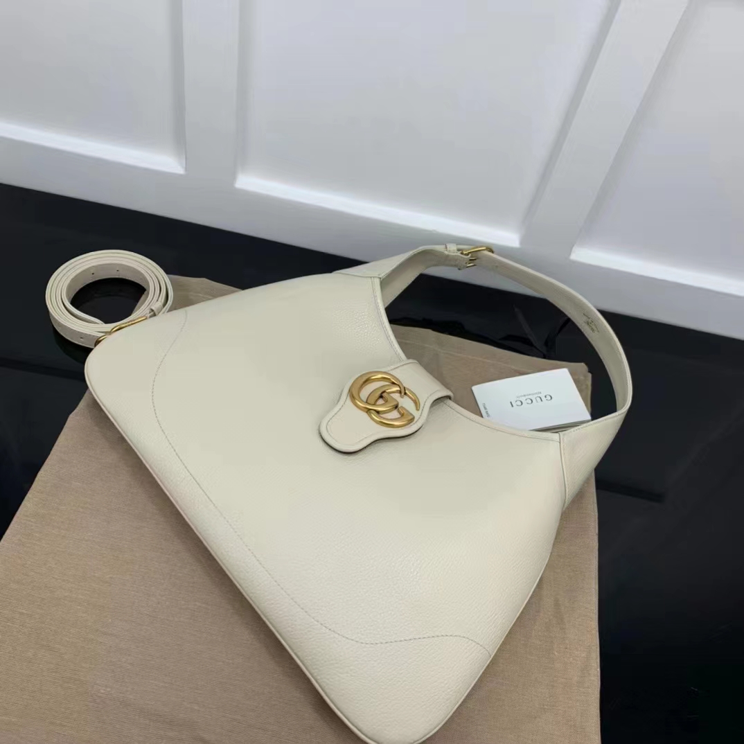 Gucci Women GG Aphrodite Medium Shoulder Bag White Soft Leather Double G
