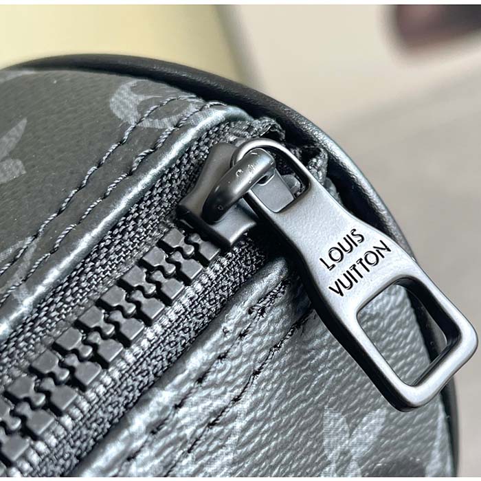 Louis Vuitton LV Unisex LV x YK Bandoulière Keepall 25 Black Silver Monogram Eclipse Coated Canvas