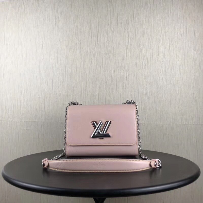 Louis Vuitton LV Women Twist MM Handbag Galet Gray Epi Grained Cowhide Leather