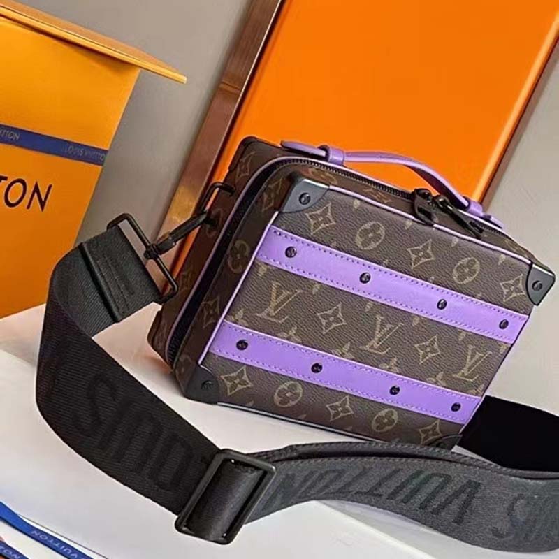 Louis Vuitton LV Unisex Handle Soft Trunk Monogram Macassar Coated Canvas Purple Cowhide