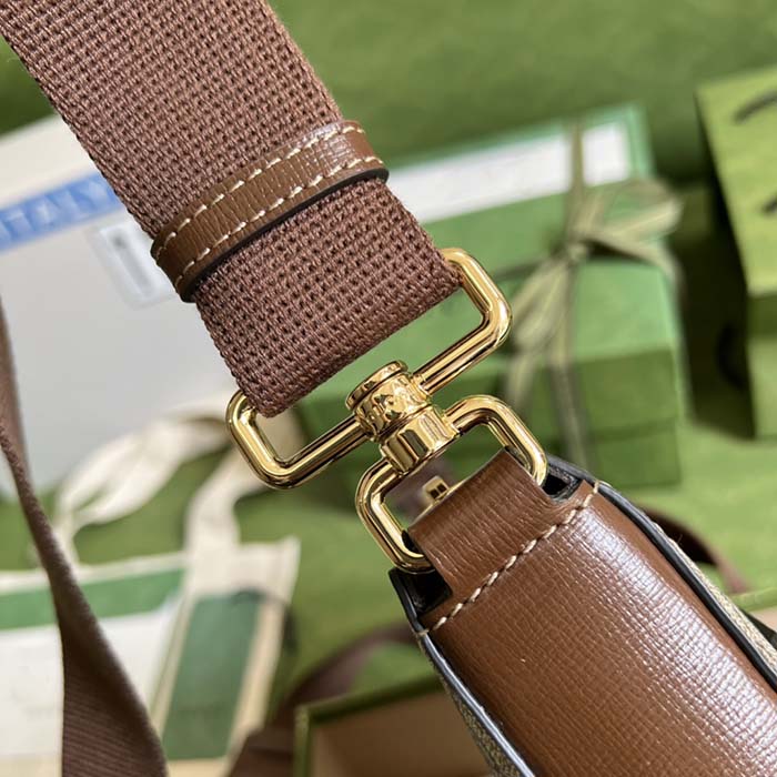 Gucci Unisex GG Supreme Messenger Bag Beige Ebony GG Supreme Canvas