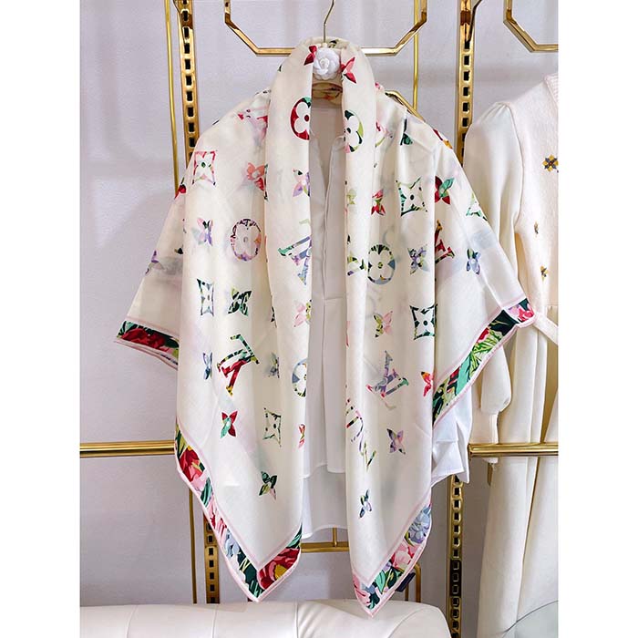 Louis Vuitton Women LV Garden Square 90 White Silk Inkjet Print Garden