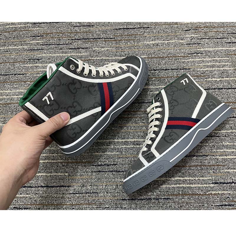 Gucci Men Off The Grid High Top Gucci Tennis 1977 Rubber Sole Flat 2 Cm Heel