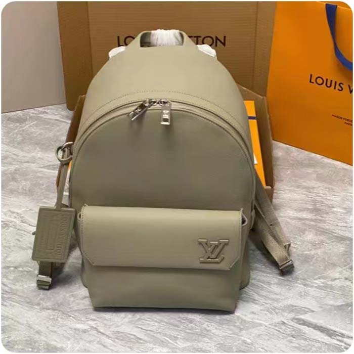 Louis Vuitton LV Unisex Takeoff Backpack Sage Cowhide Leather Textile Lining