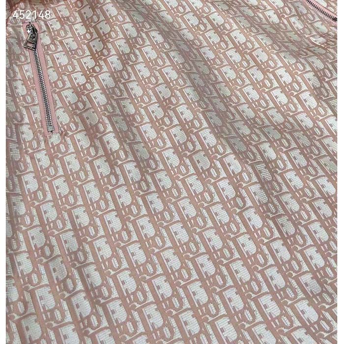 Dior Women CD Belted Dress Melocoton Pink Technical Taffeta Jacquard Dior Oblique Motif Reference: 417R92A2970_X1245