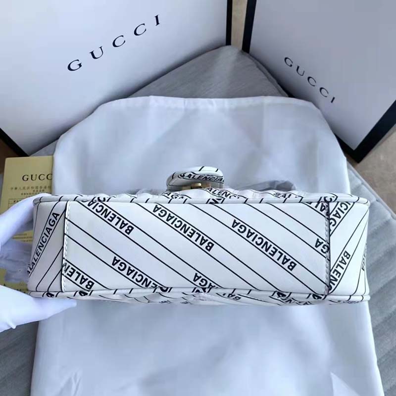Gucci Women The Hacker Project Small GG Marmont Bag Balenciaga White Leather