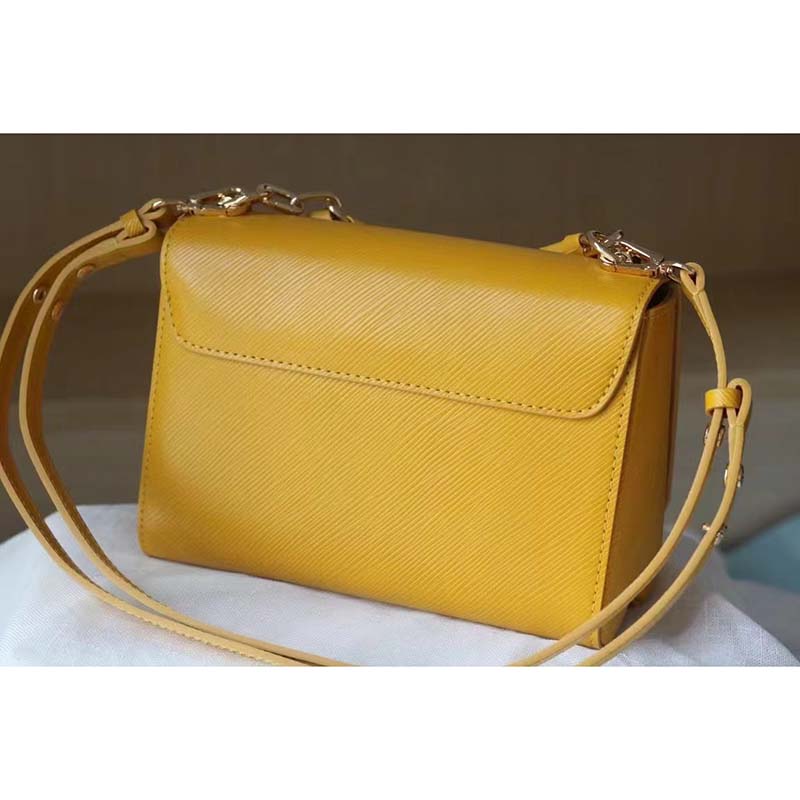 Louis Vuitton LV Women Twist MM Handbag Sunflower Yellow Epi Grained Cowhide Leather