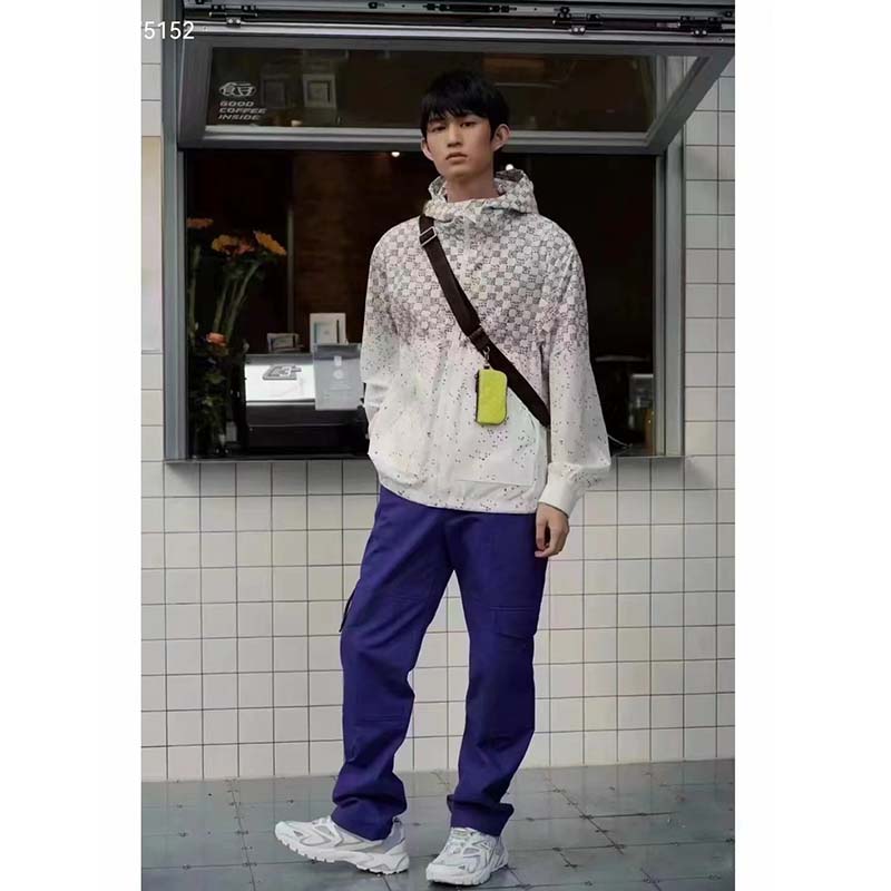Louis Vuitton LV Men Damier Spread Windbreaker Polyester Optical White Regular Fit