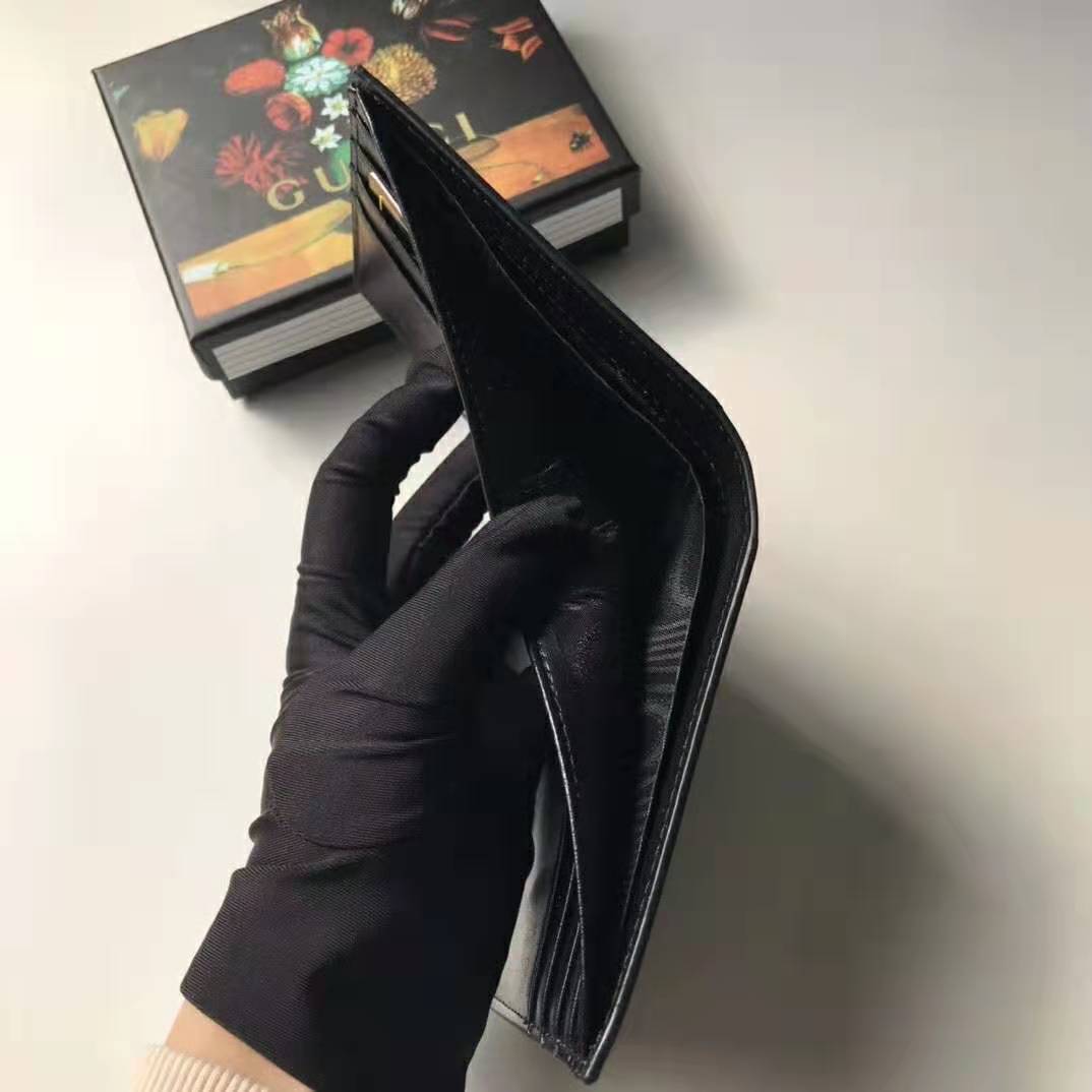Gucci GG Men GG Wallet with Tiger Print in Black/Grey GG Supreme Canvas
