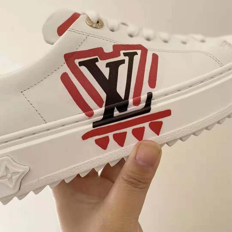 Louis Vuitton Women LV Crafty Time Out Sneaker Printed Calf Leather Red