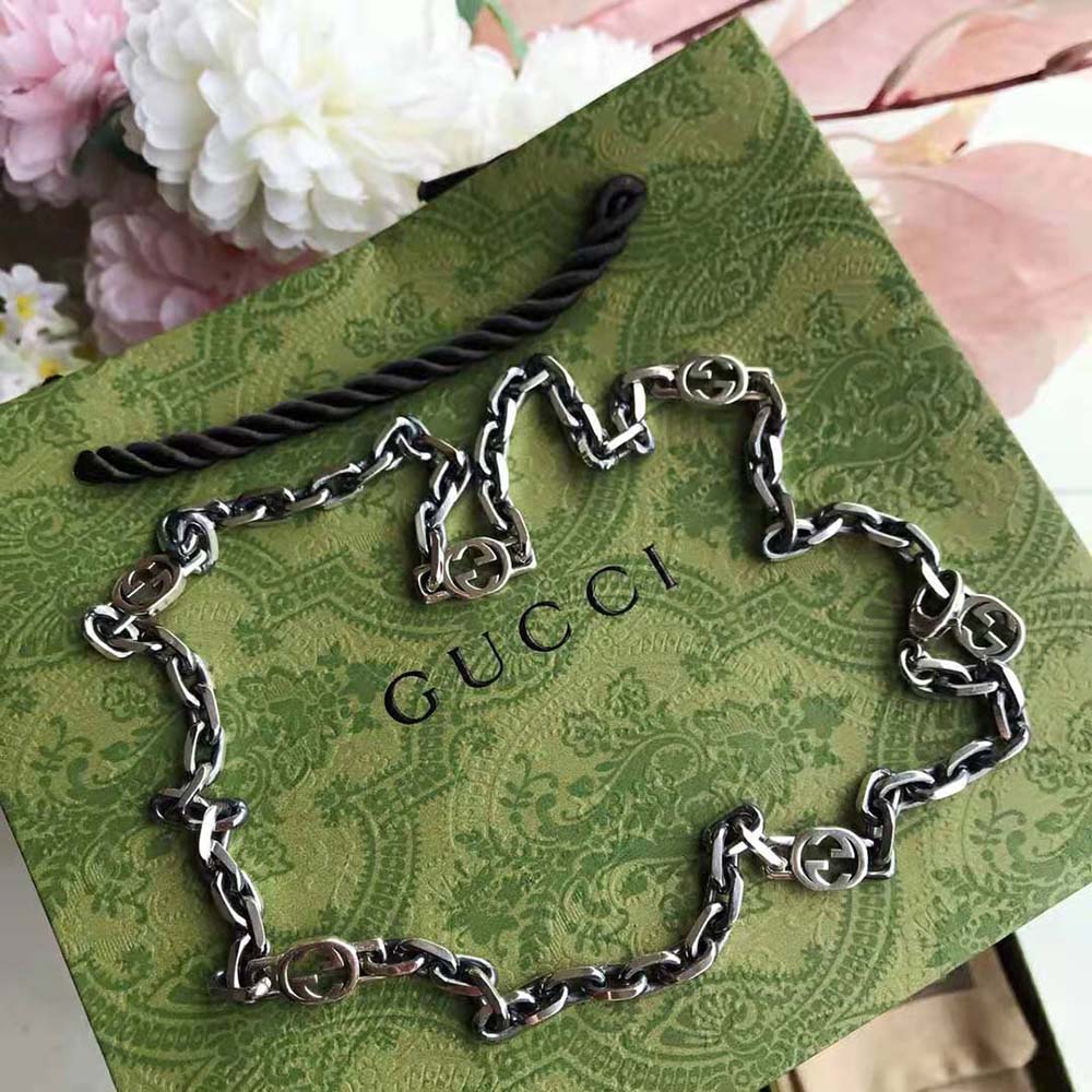 Gucci Women Silver Necklace with Interlocking G