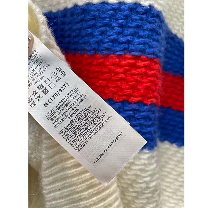 Gucci Women GG Wool Mohair Cardigan Web Knitted Collar Dropped Shoulder Long Sleeves