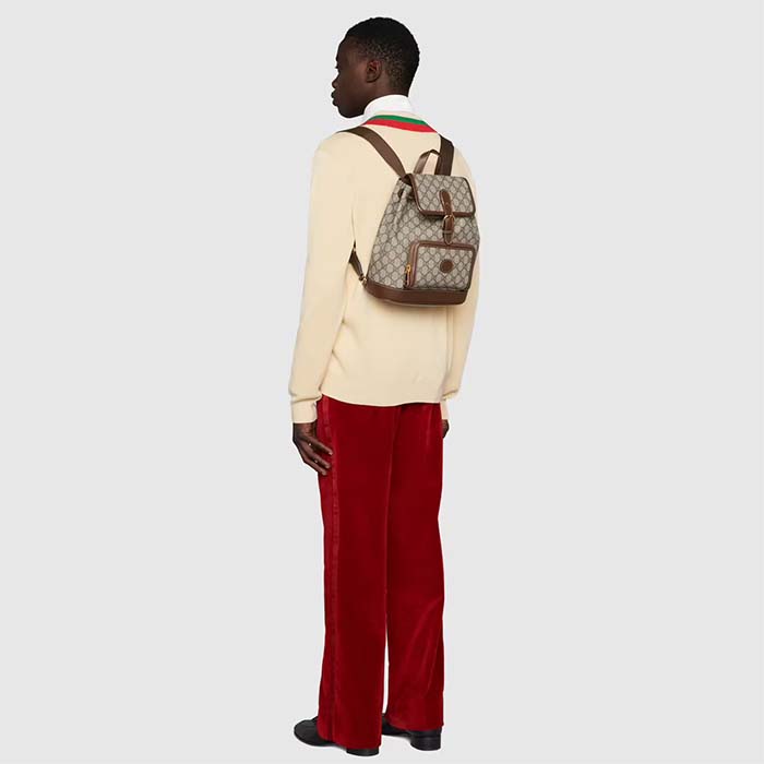 Gucci Unisex Backpack Interlocking G Beige Beige Ebony GG Supreme Canvas