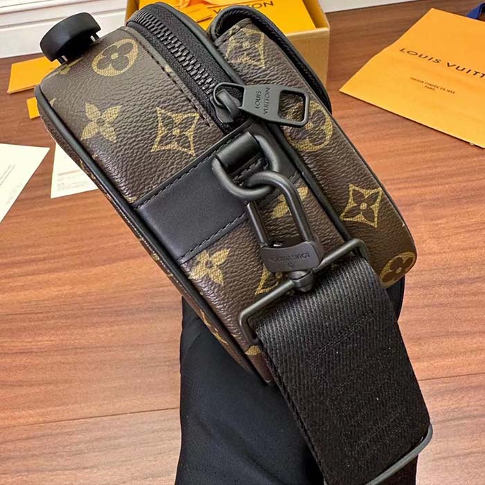 Louis Vuitton LV Unisex S Lock Messenger Black Monogram Macassar Coated Canvas Epi Leather