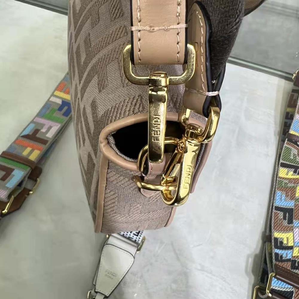 Fendi Women Lconic Medium Baguette Gray FF Canvas Bag