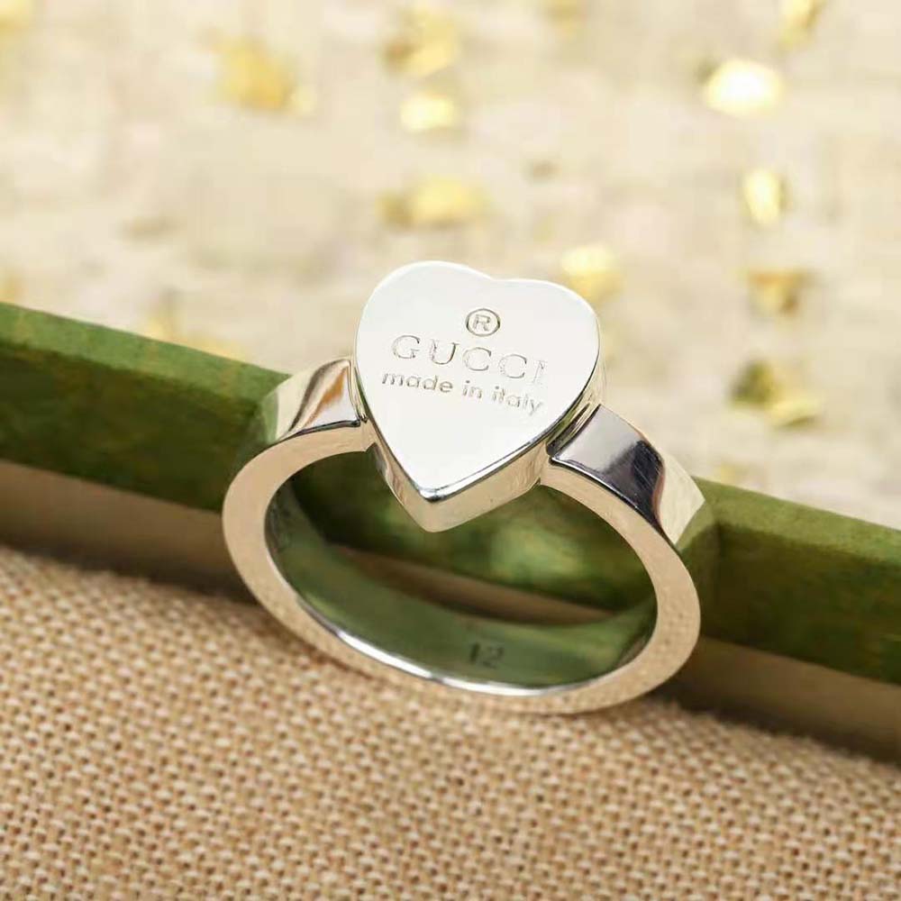 Gucci Women Trademark Ring with Heart Pendant