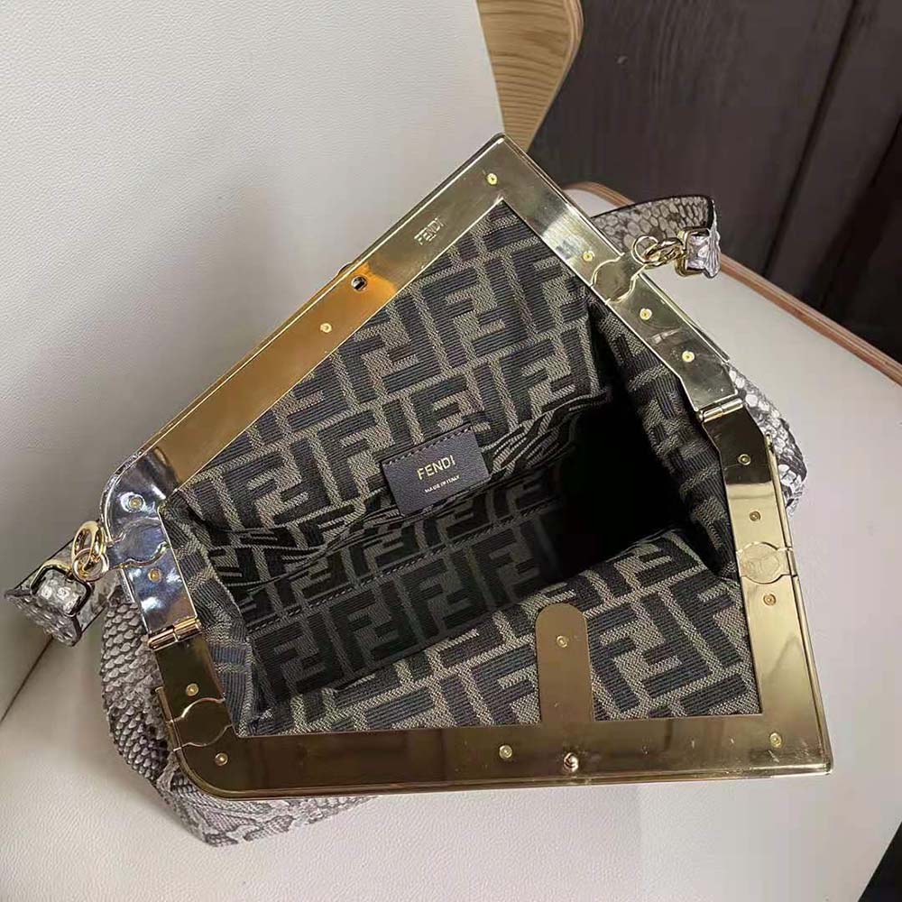 Fendi Women First Medium White Python Leather Bag