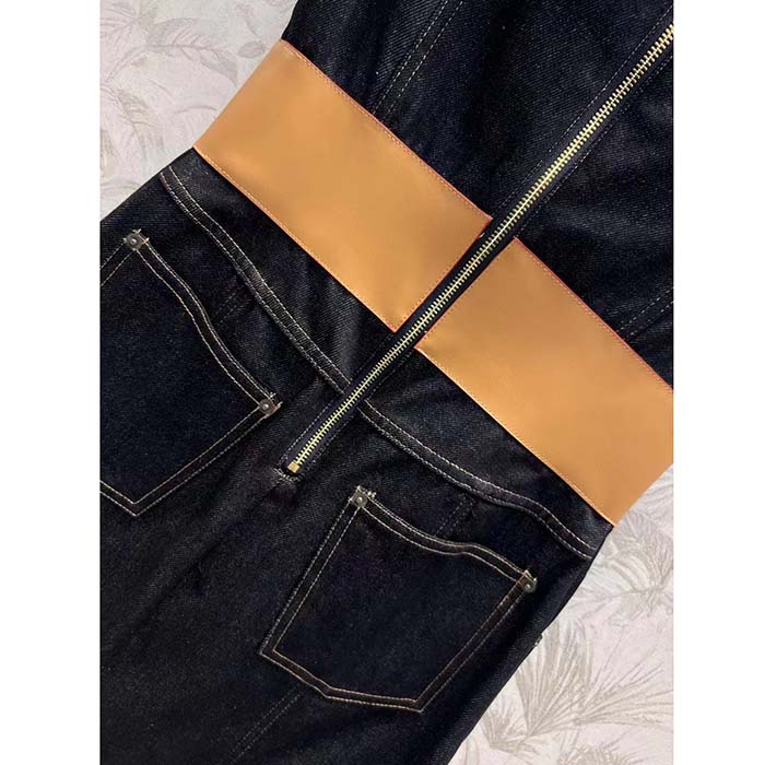 Louis Vuitton Women LV Eyelet Belt Denim Dress Dark Blue 1AFGA5