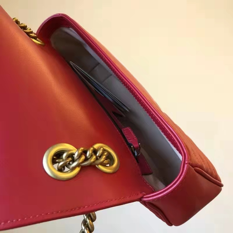 Gucci GG Women GG Marmont Small Matelassé Shoulder Bag Red Double G