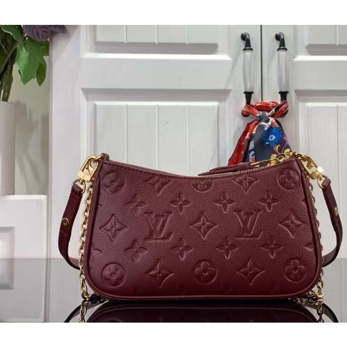 Louis Vuitton LV Women Easy Pouch Wine Red Monogram Empreinte Embossed Grained Cowhide Leather