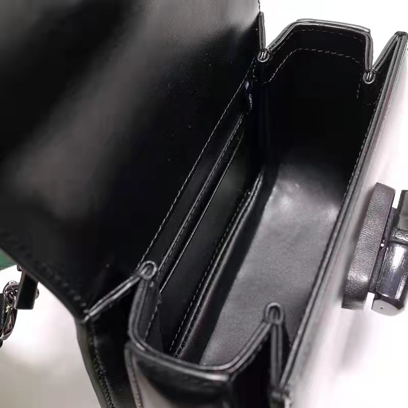 Gucci Women Bamboo 1947 Mini Top Handle Bag Black Leather Bamboo Hardware