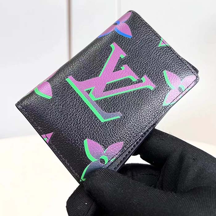 Louis Vuitton LV Unisex Pocket Organizer Black Borealis Calf Leather Textile Lining