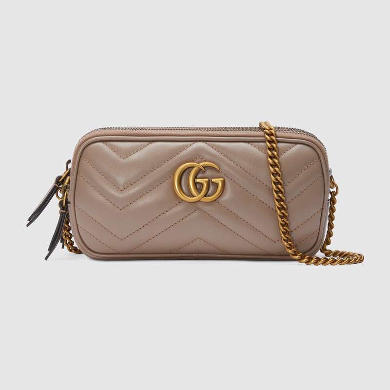 Gucci GG Women GG Marmont Mini Chain Bag in Matelassé Chevron Leather