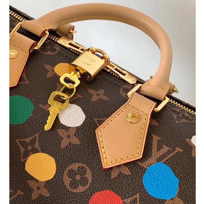 Louis Vuitton Unisex LVxYK Speedy Bandoulière 25 Monogram Coated Canvas 3D Painted Dots Print