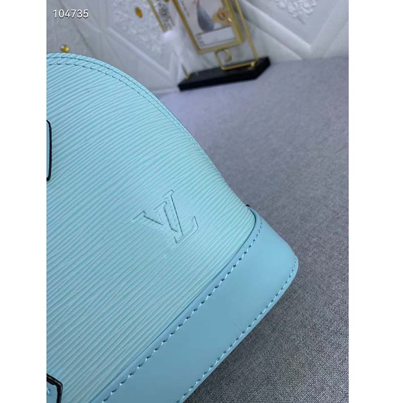 Louis Vuitton LV Women Alma BB Handbag Turquoise Blue Epi Grained Cowhide Leather