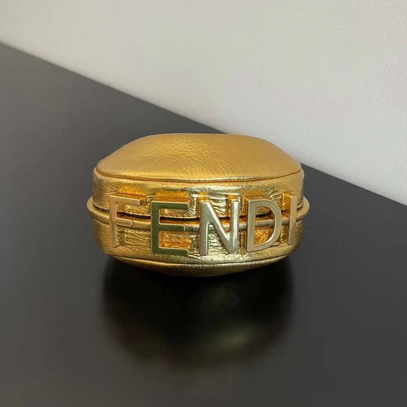 Fendi Women FF Fendigraphy Gold Leather Charm